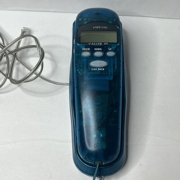 Vintage Lenoxx Sound Blue Semi Transparent Caller ID Telephone Landline WORKS - Picture 2 of 7